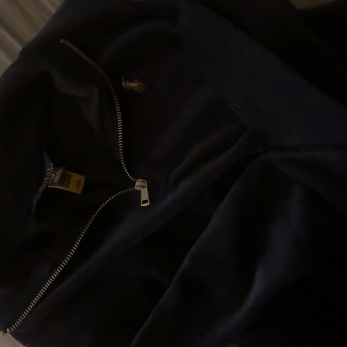 Mörkblå manchestertröja med dragkedja - 3