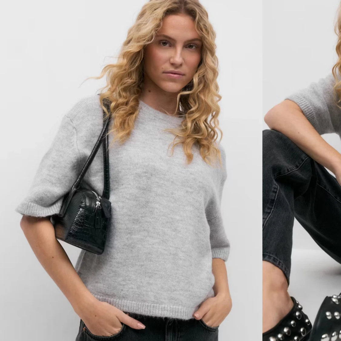 Grå stickad tshirt - 1