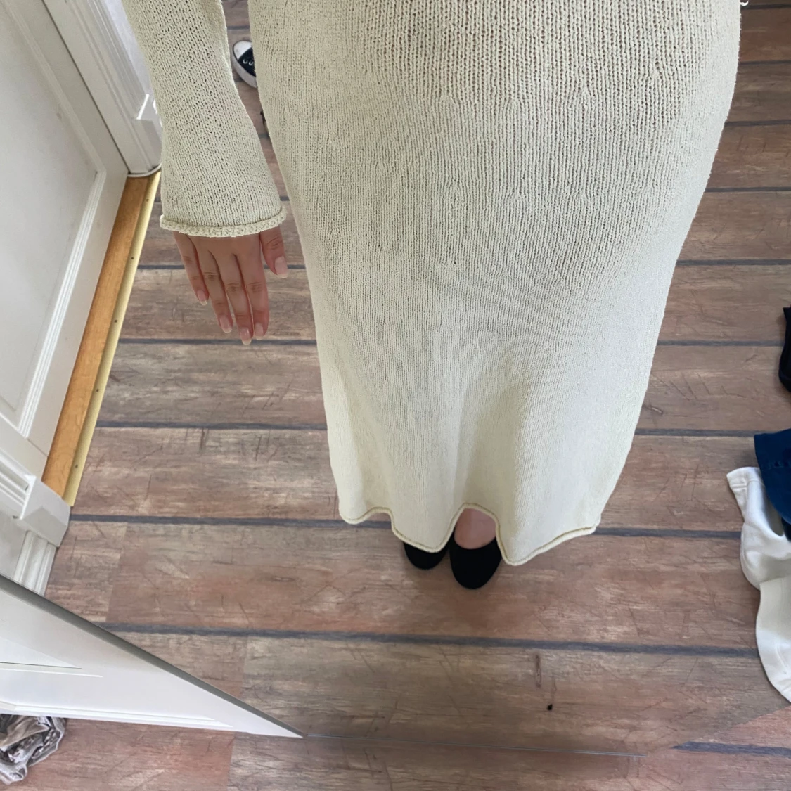 Stickad klänning beige - 2