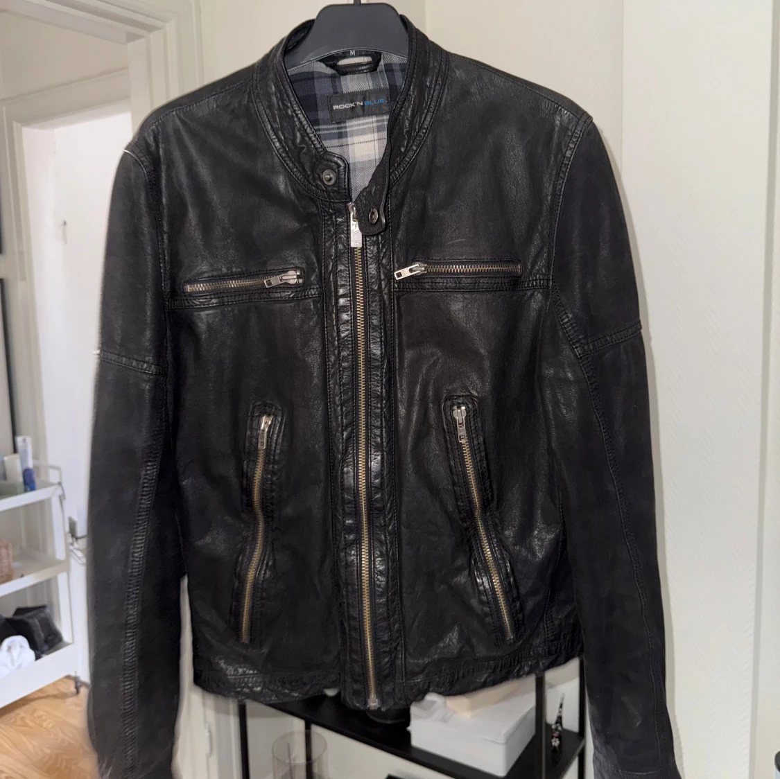 Svart skinnjacka Rockn Blue herr M - 2