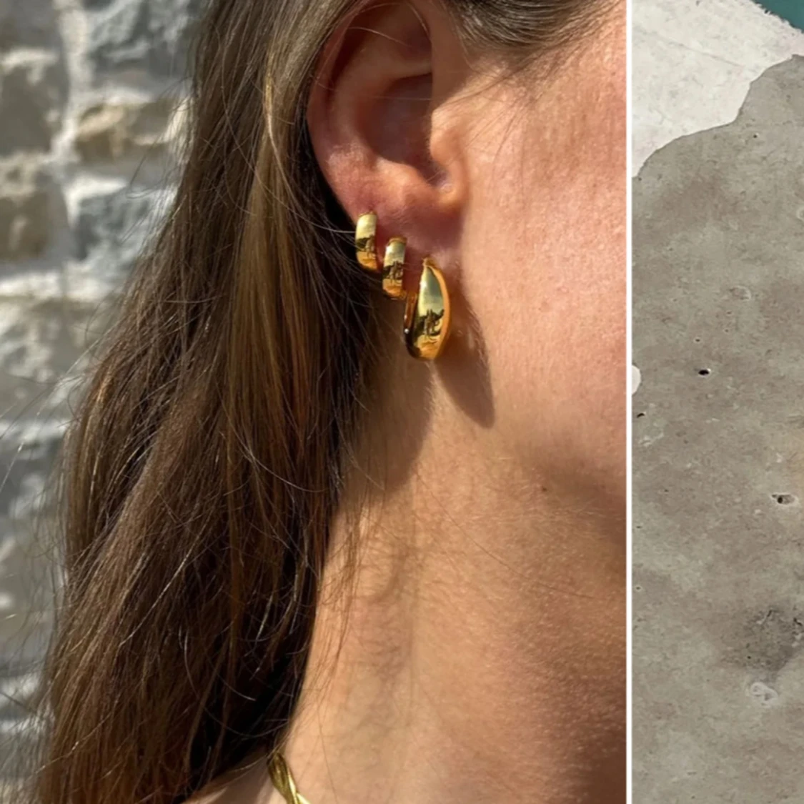 Chunky örhängen i guld från amin - 1