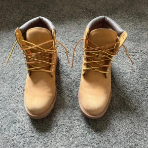 Timberlandkängor - storlek 40 - Använda 1 säsong, mycket gott skick. Har inte originallådan till skorna kvar tyvärr. Ända märkbara defekt är att det ena skosnöret gått upp lite (se bild 5). Skriv vid minsta funderingar! Nypris 1700kr.