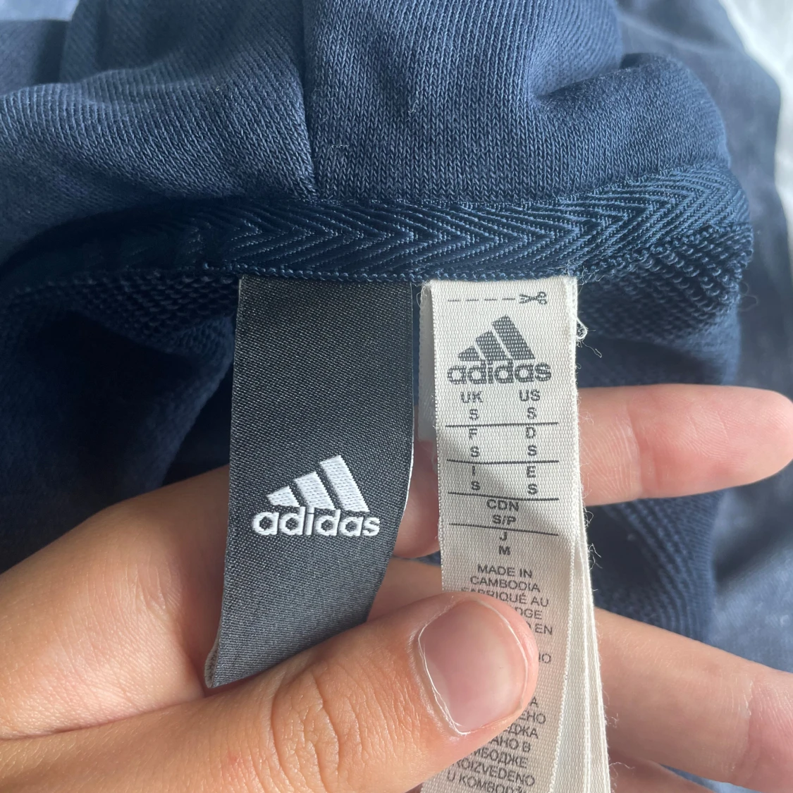 Mörkblå Adidas zip-hoodie med ränder - 2