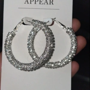 Glittriga silverörhängen från Appear - Snygga glittriga silverörhängen i creolmodell från Appear. Perfekta för fest eller nåt liknande. Helt nya. Original pris 198kr 