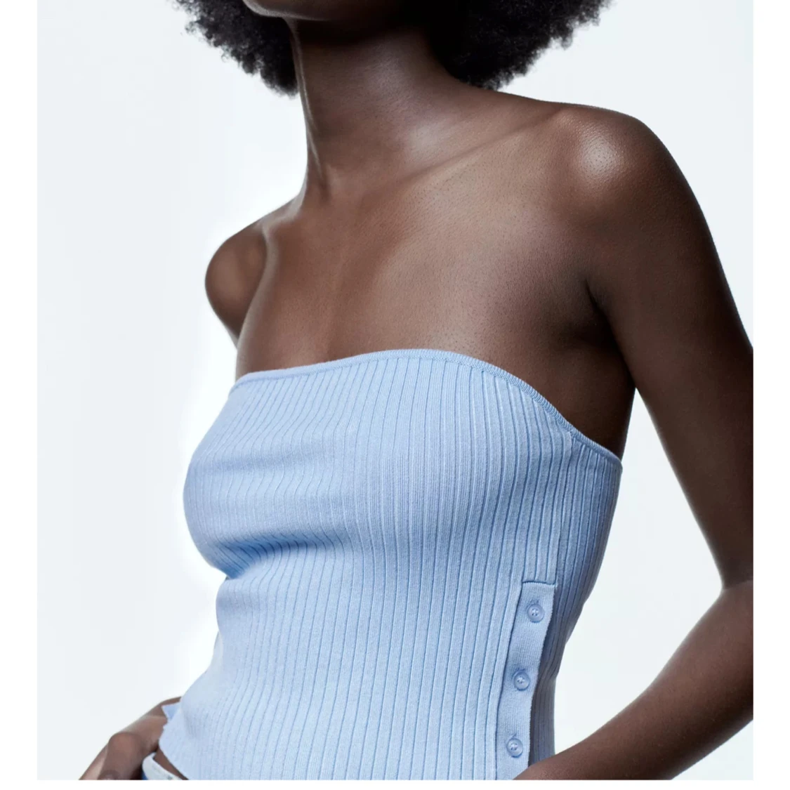 Ljusblå ribbad tubtopp - 1
