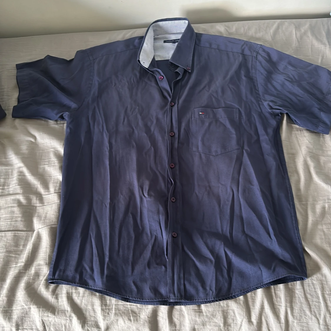 Blå kortärmad skjorta Tommy Hilfiger