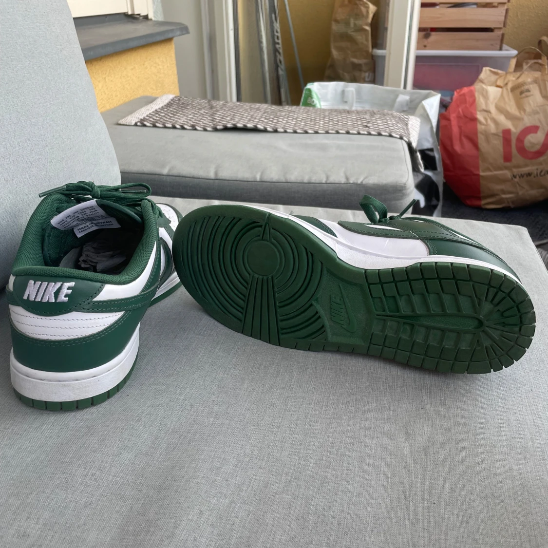 Nike Dunk Low vit/grön sneakers - 1