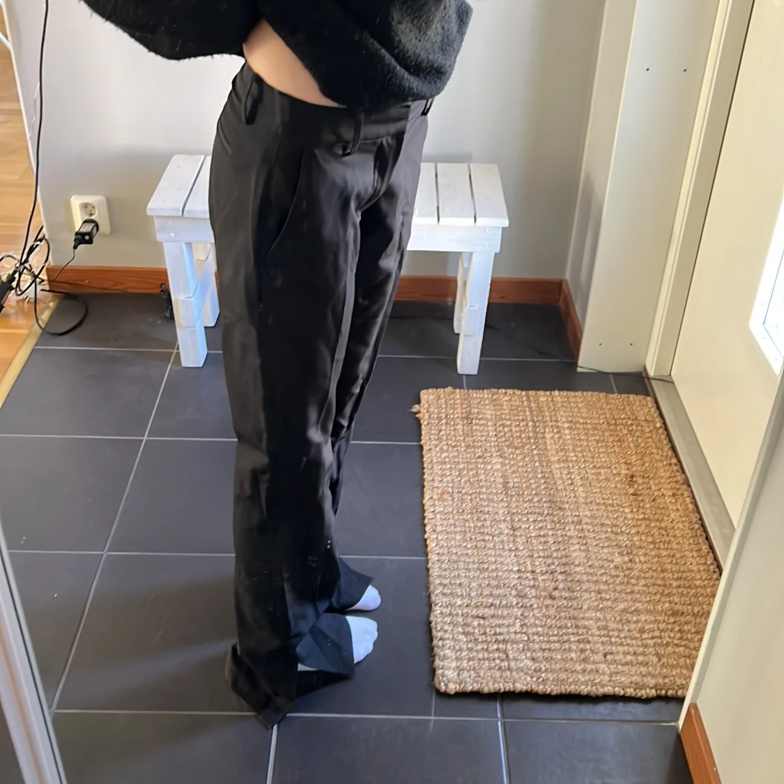 Svarta low waist kostymbyxor - 1