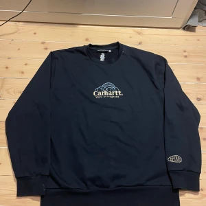 Mörkblå sweatshirt från Carhartt - Sweatshirt från carhart i storlek M. Tröjan har en väldigt loose fit.  Inga synliga defekter eller hål på tröjan. Tröjan är i mycket gott skick.  Priset går alltid att diskutera. Fråga gärna om du har fler frågor.