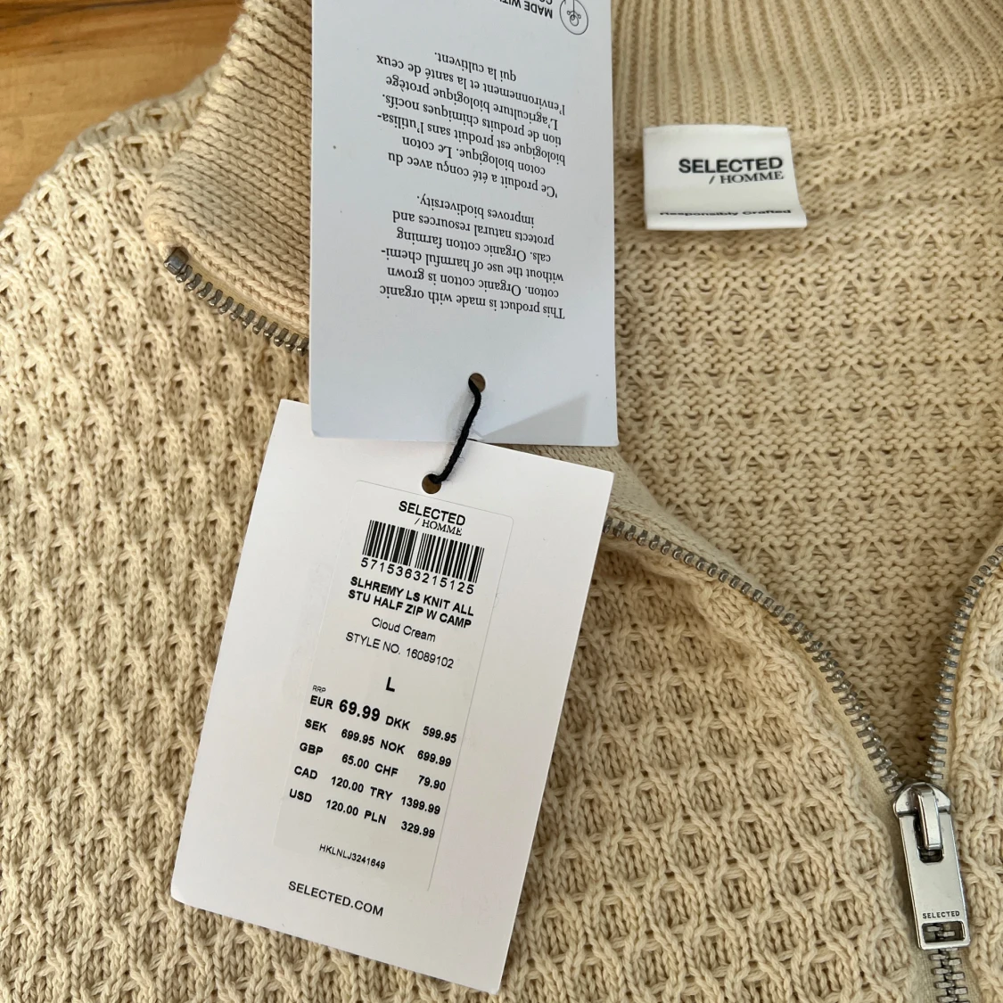 Beige stickad halvzip - 2