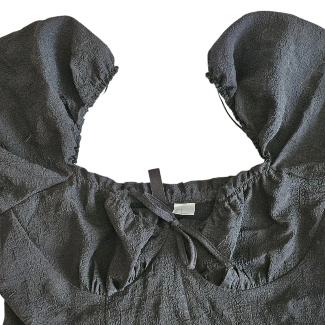 Svart maxi omlottklänning med puffärm - 2