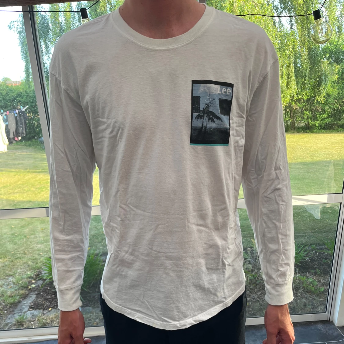 Vit långärmad Lee-tröja med print