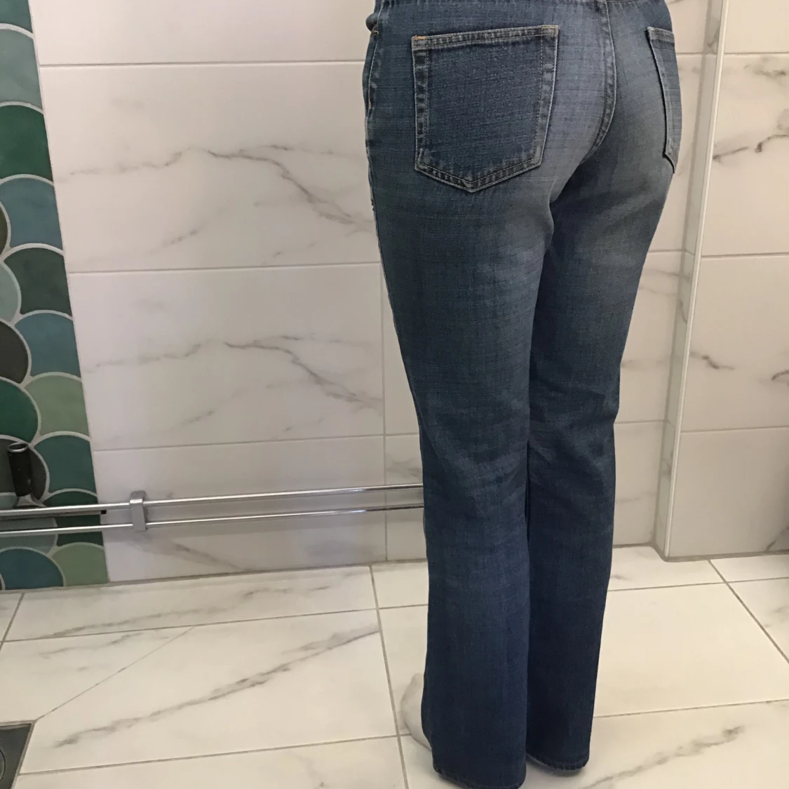Blå jeans med broderi från Route 66 - 1