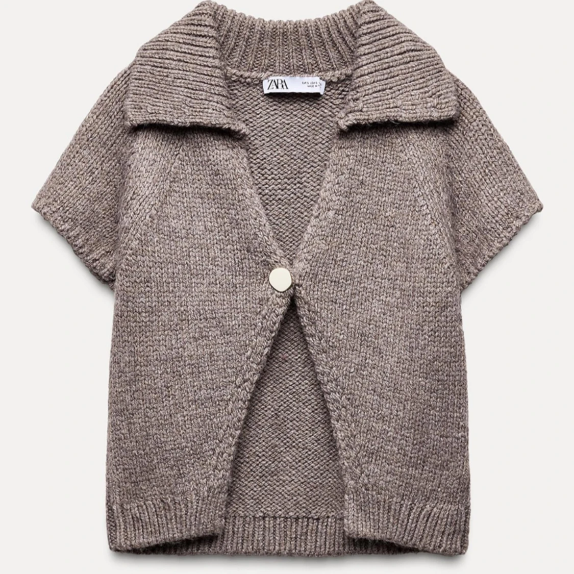 Beige/brun stickad kofta 