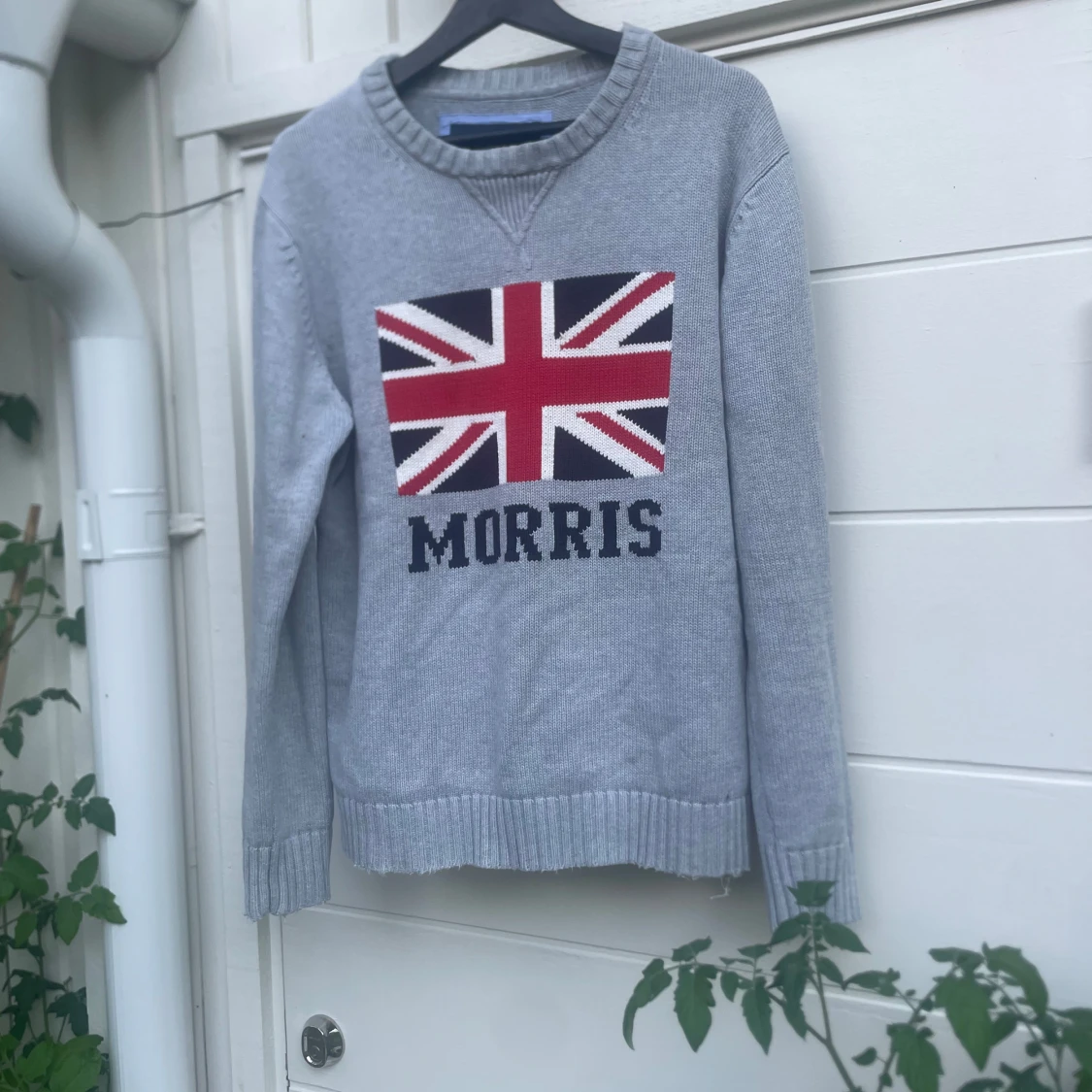 Grå stickad tröja Morris Union Jack