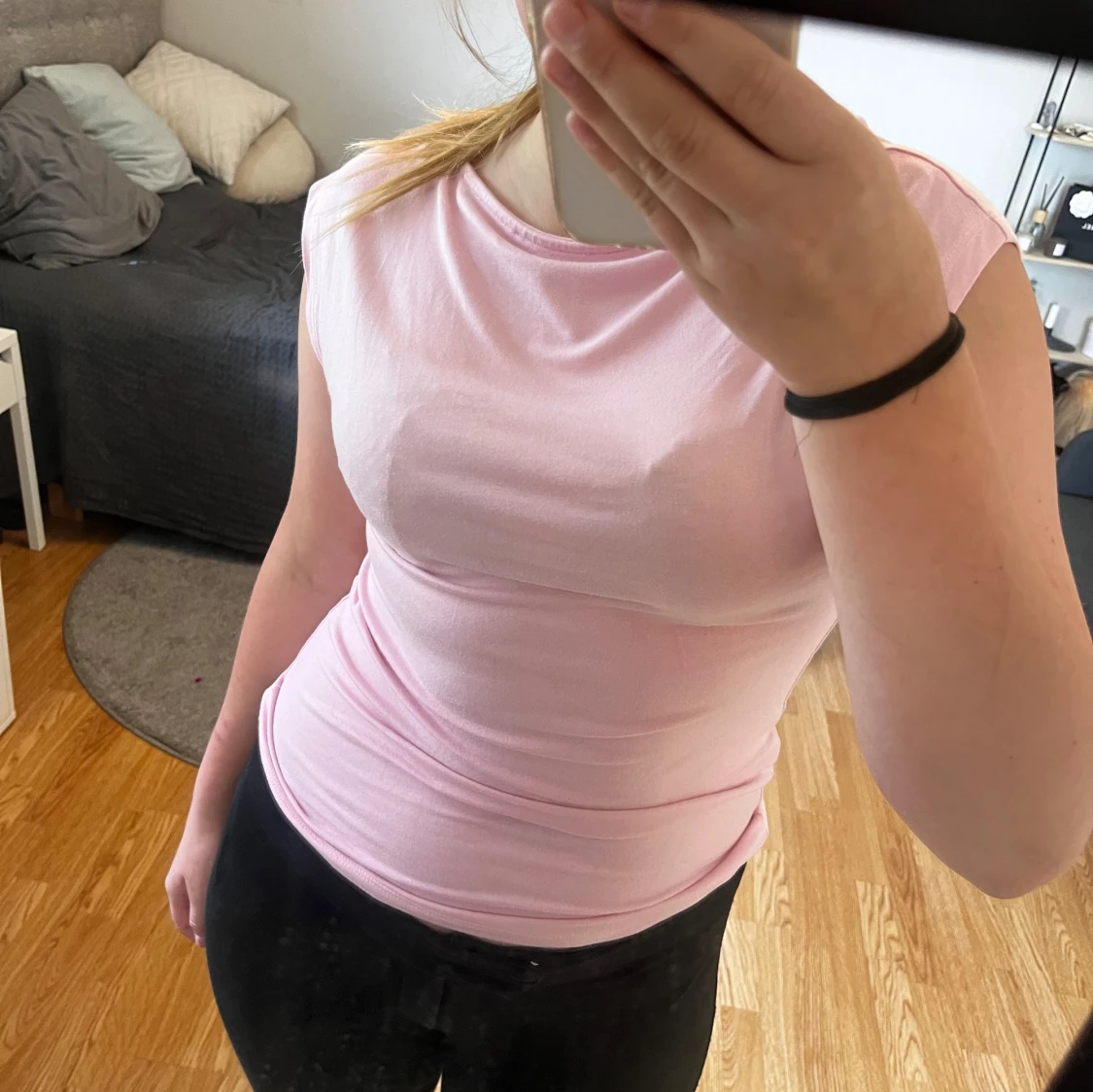 Ljusrosa ärmlös topp i bomull - 2