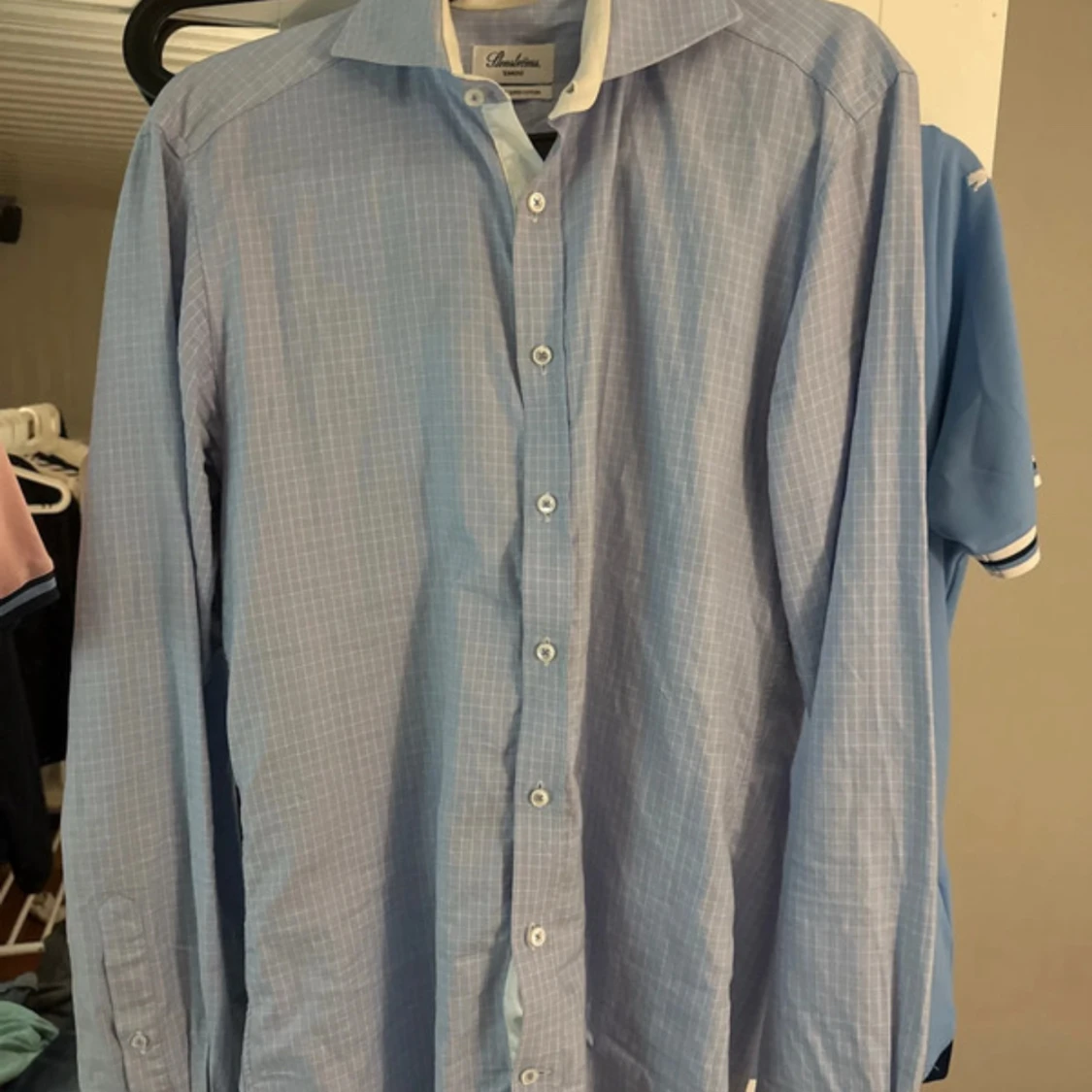 Blå rutig skjorta Stenströms Slimline