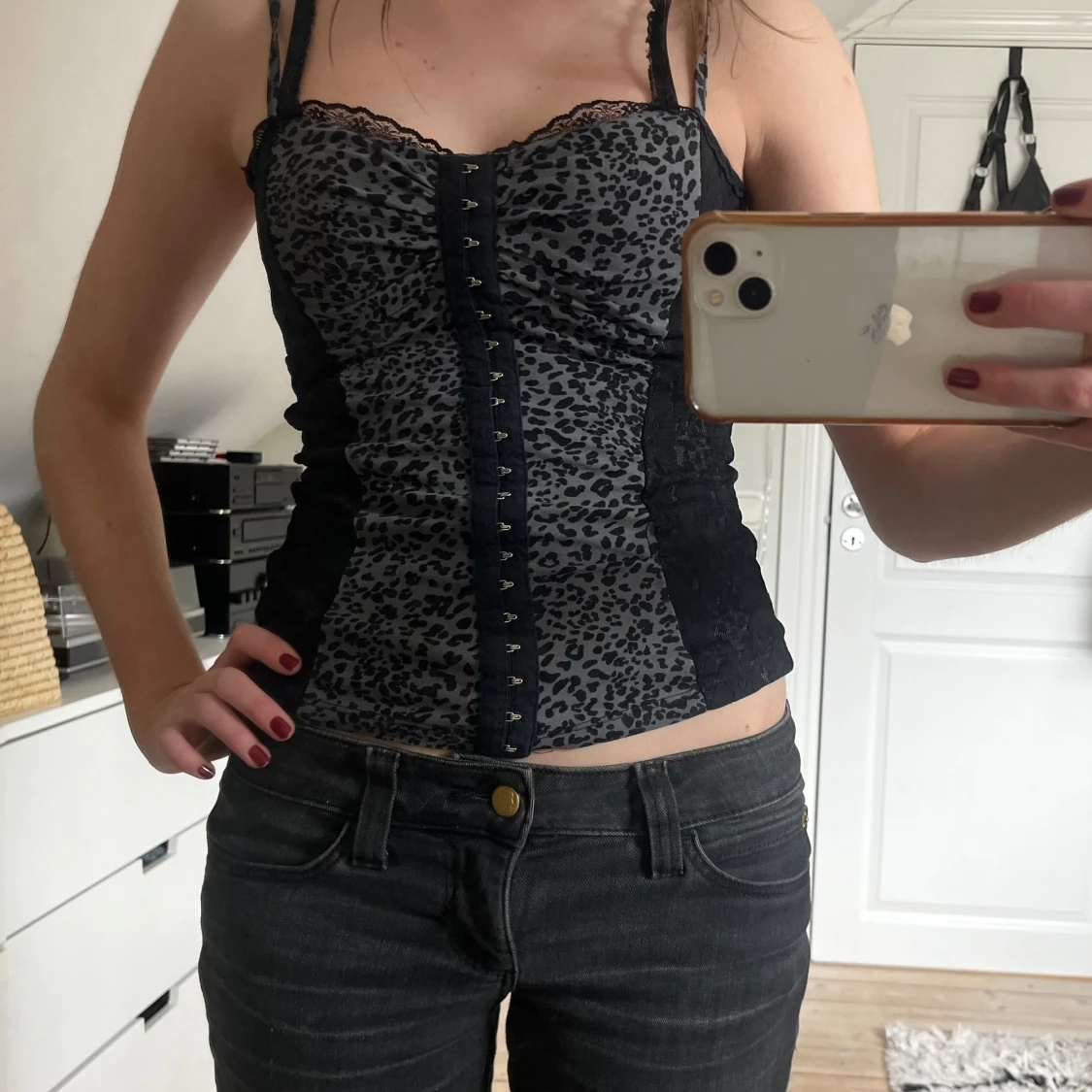 Leopardmönstrad korsettopp - 2