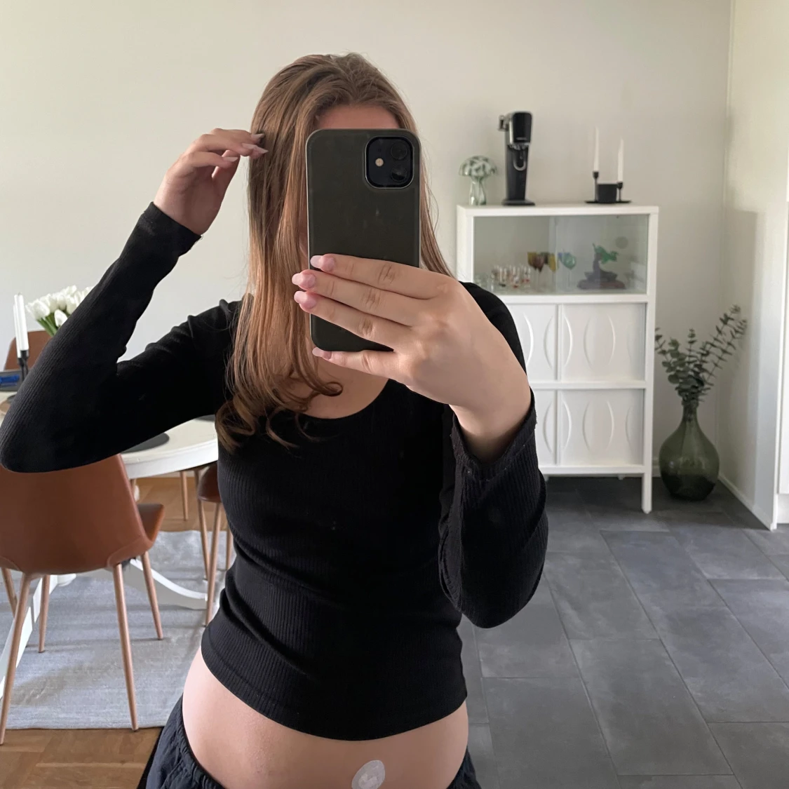 Svart långärmad topp