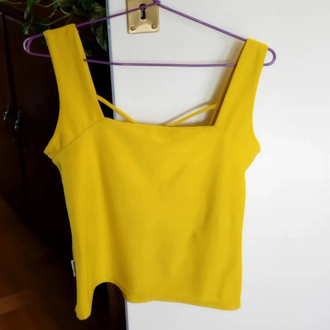 Y2k Gul linnetopp med snörning från Moda Casual