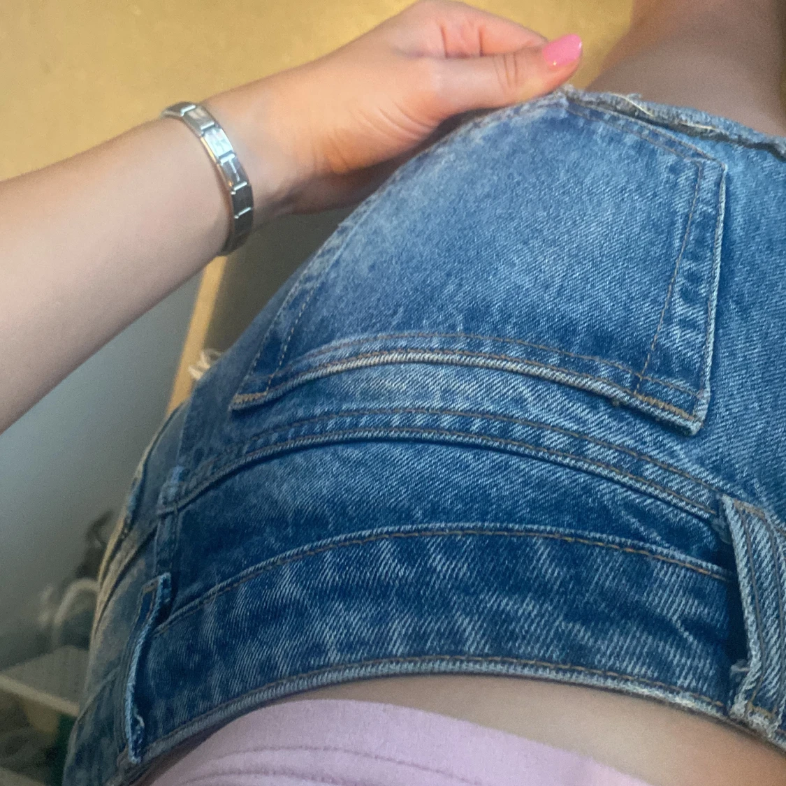 Lågmidjade jeansshorts  - 2
