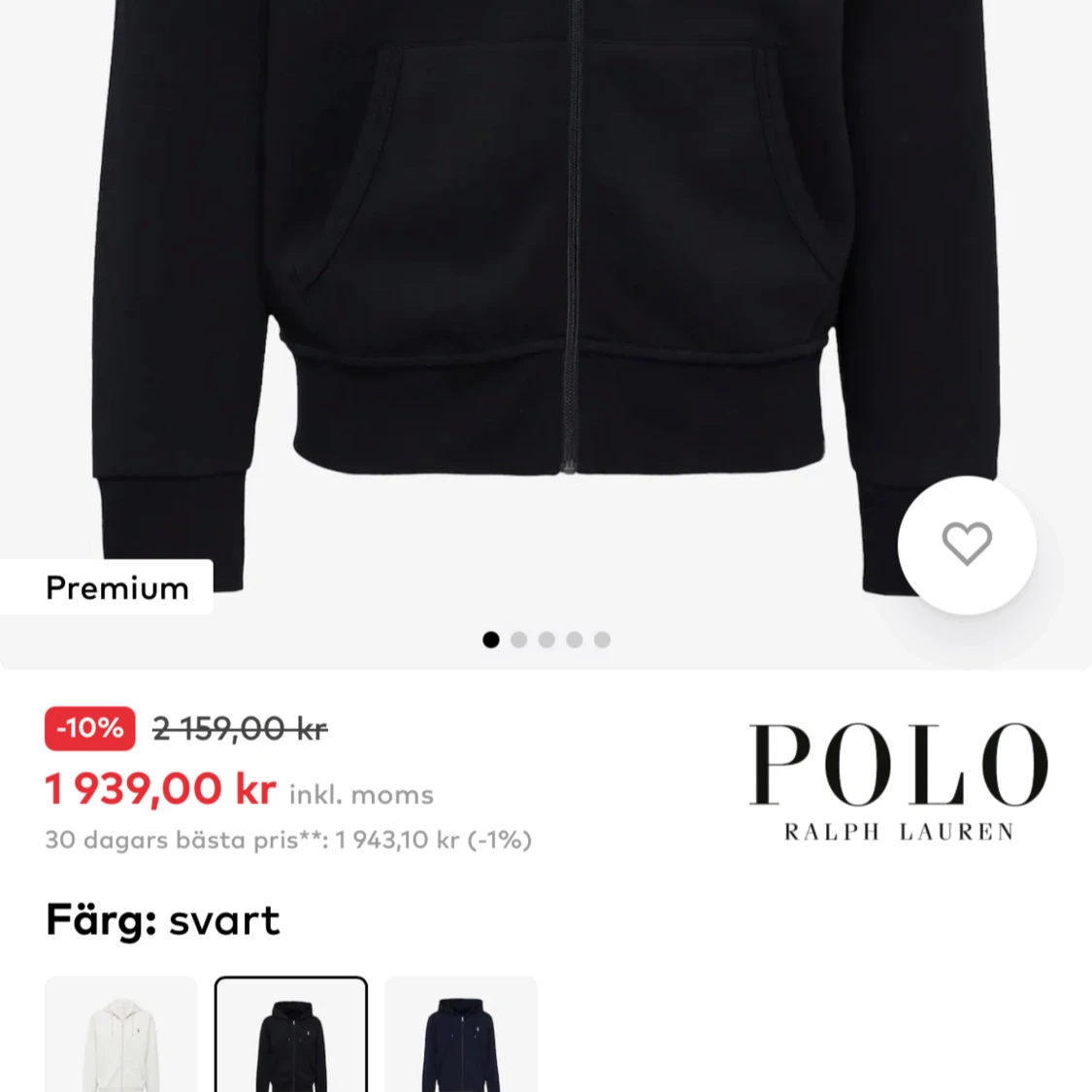 Svart hoodie med dragkedja från Ralph Lauren , HELT NY  - 4
