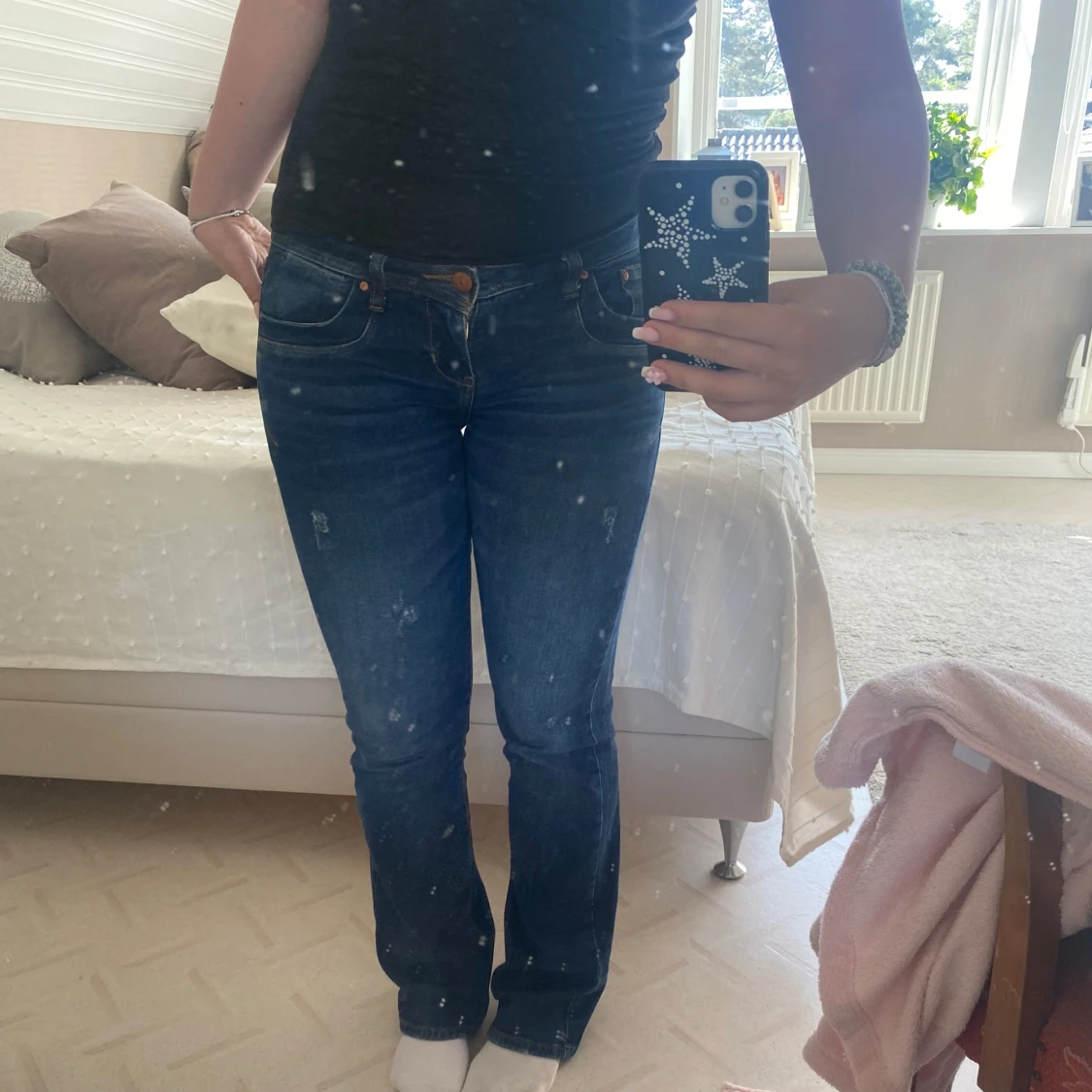 Mörkblå Low waist bootcut jeans💕 - 1