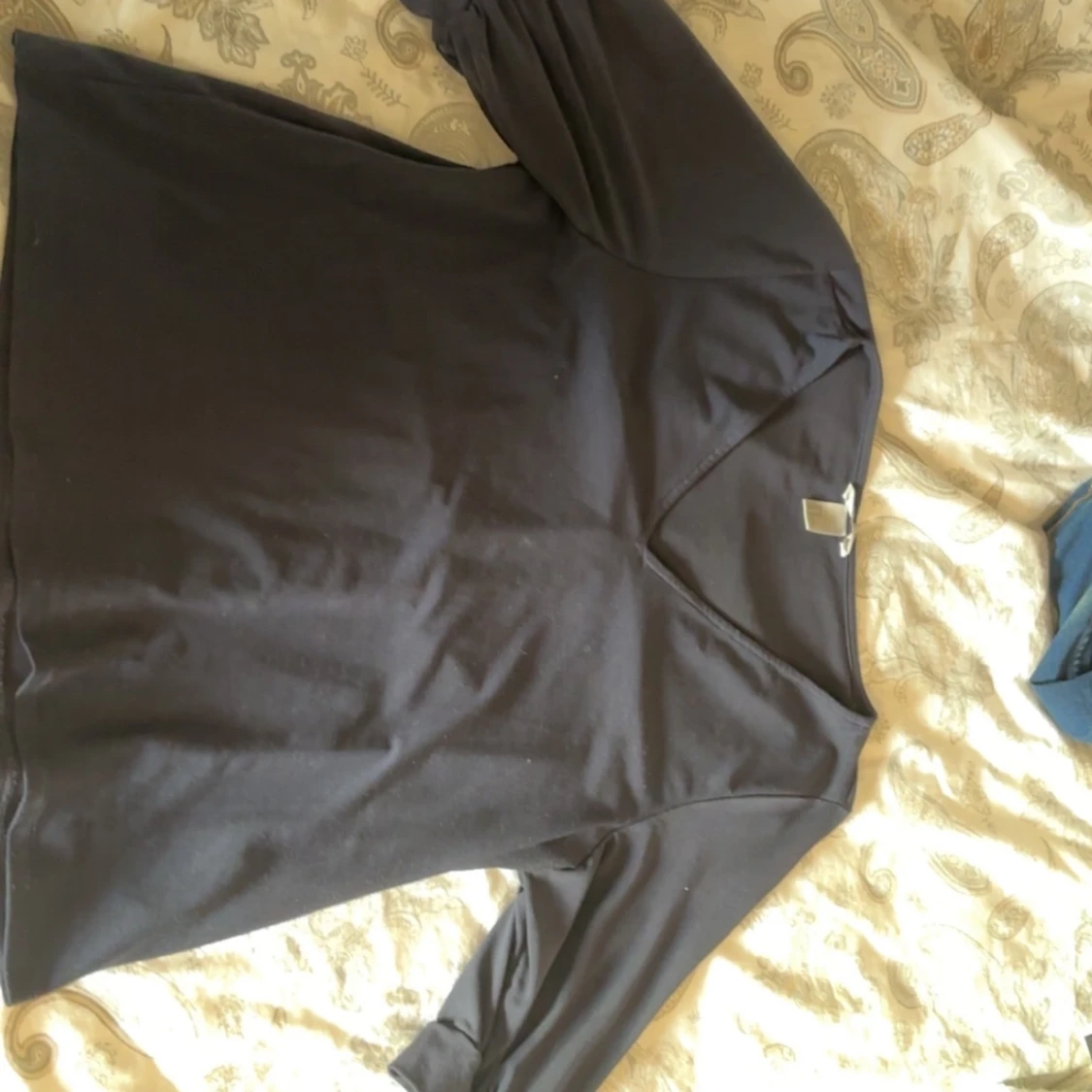 marinblå kortärmad topp / blus - 3