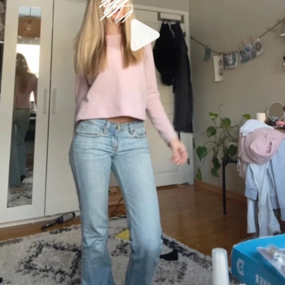 Ljusblå low waist bootcut jeans - 1