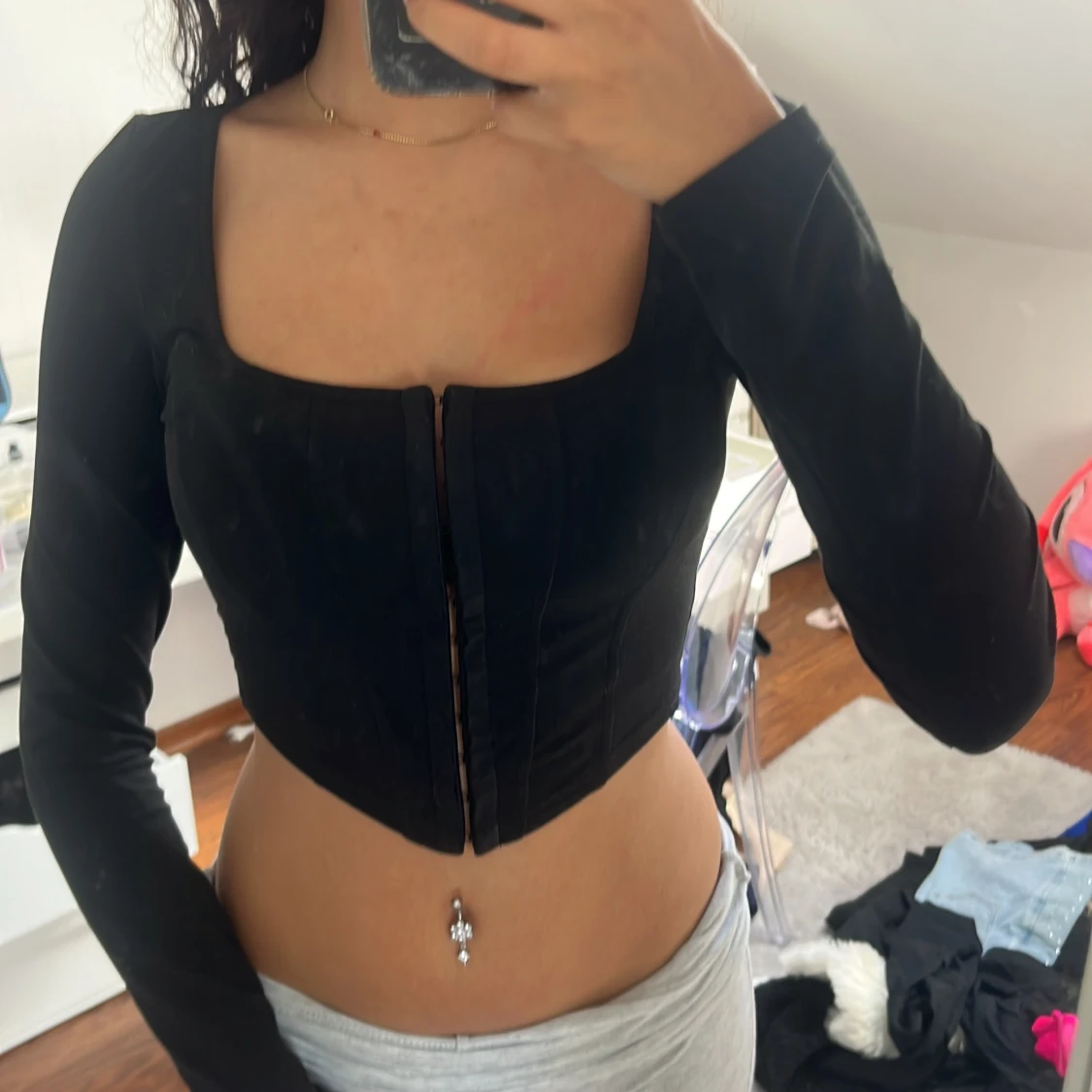 Svart långärmad korsett topp