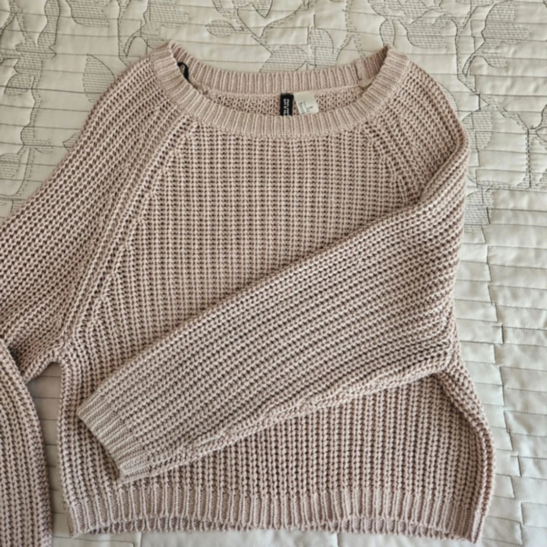 Beige/Dammrosa stickad tröja från H&M