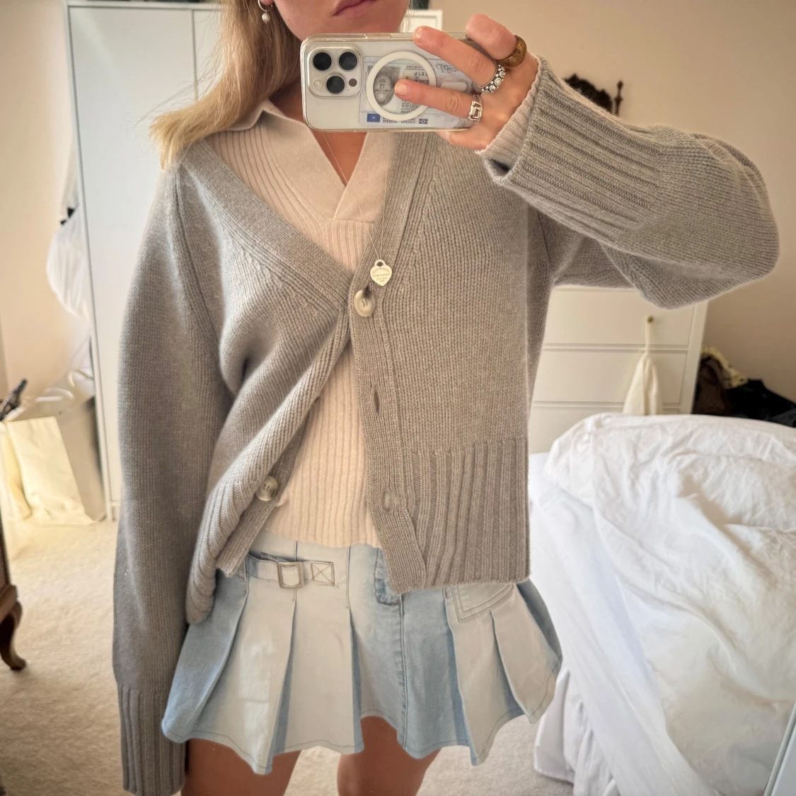 Plisserad tenniskjol i denim - 4