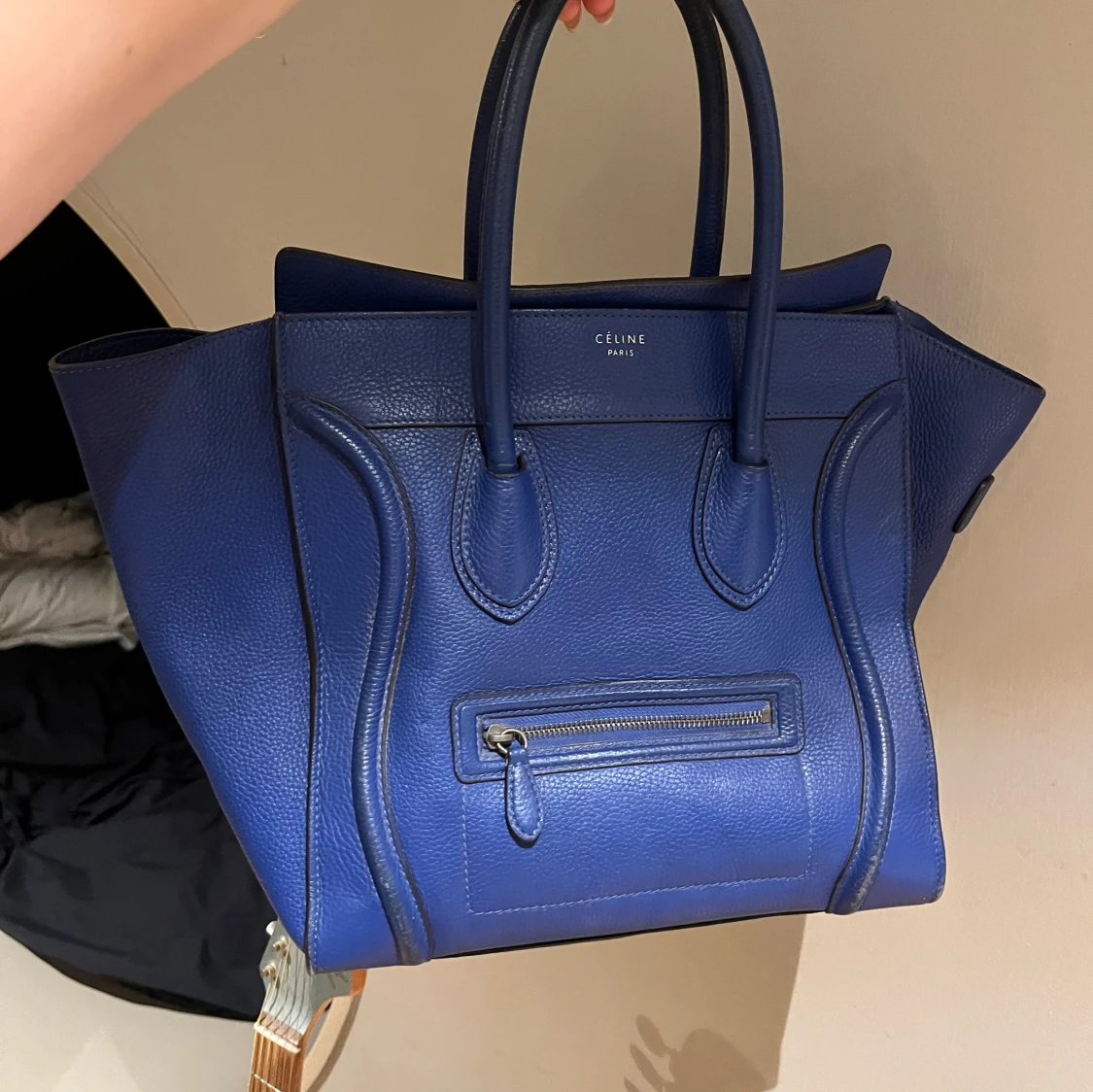 Blå Céline Luggage Tote i skinn