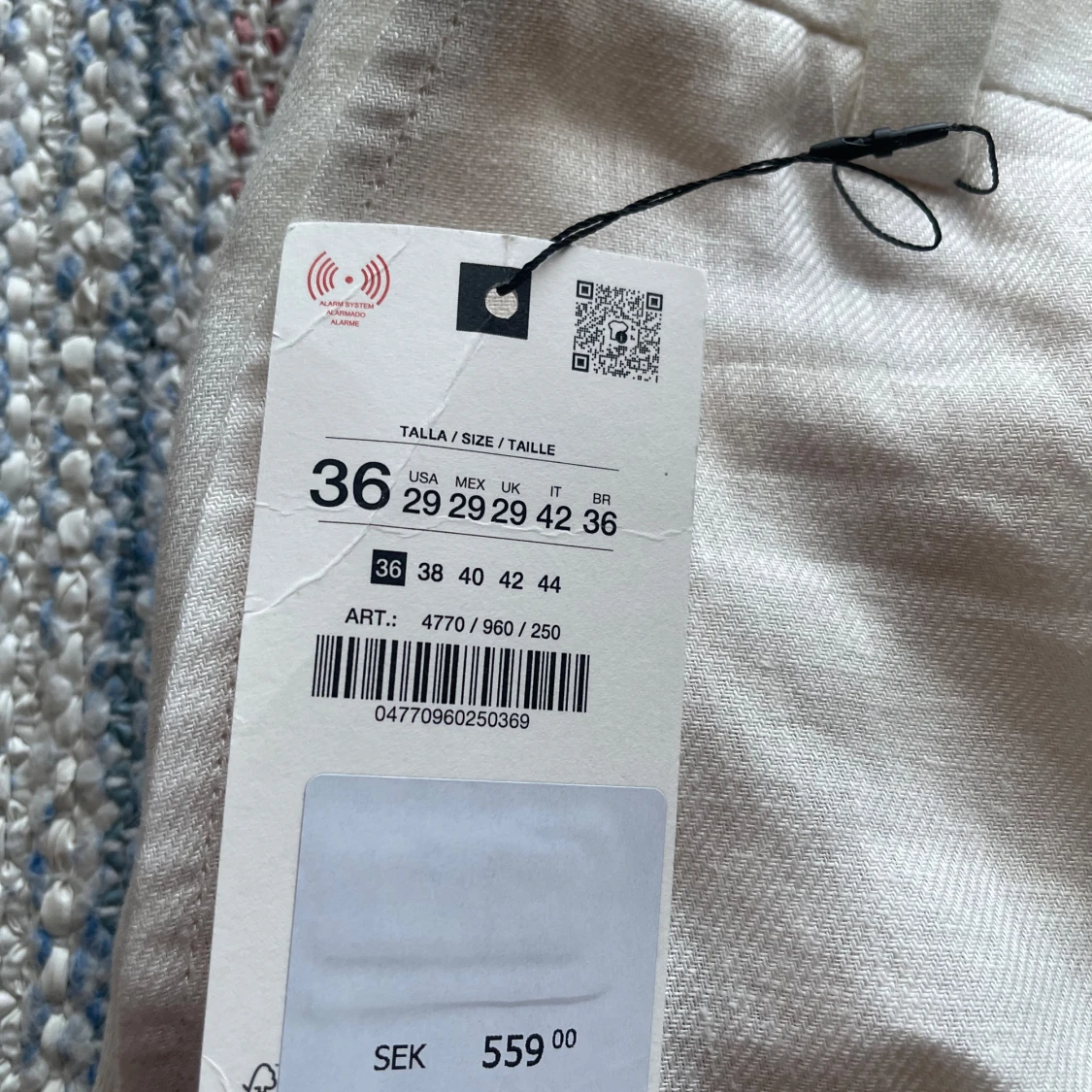 Vita linnebyxor från Zara, strl 36 - 3