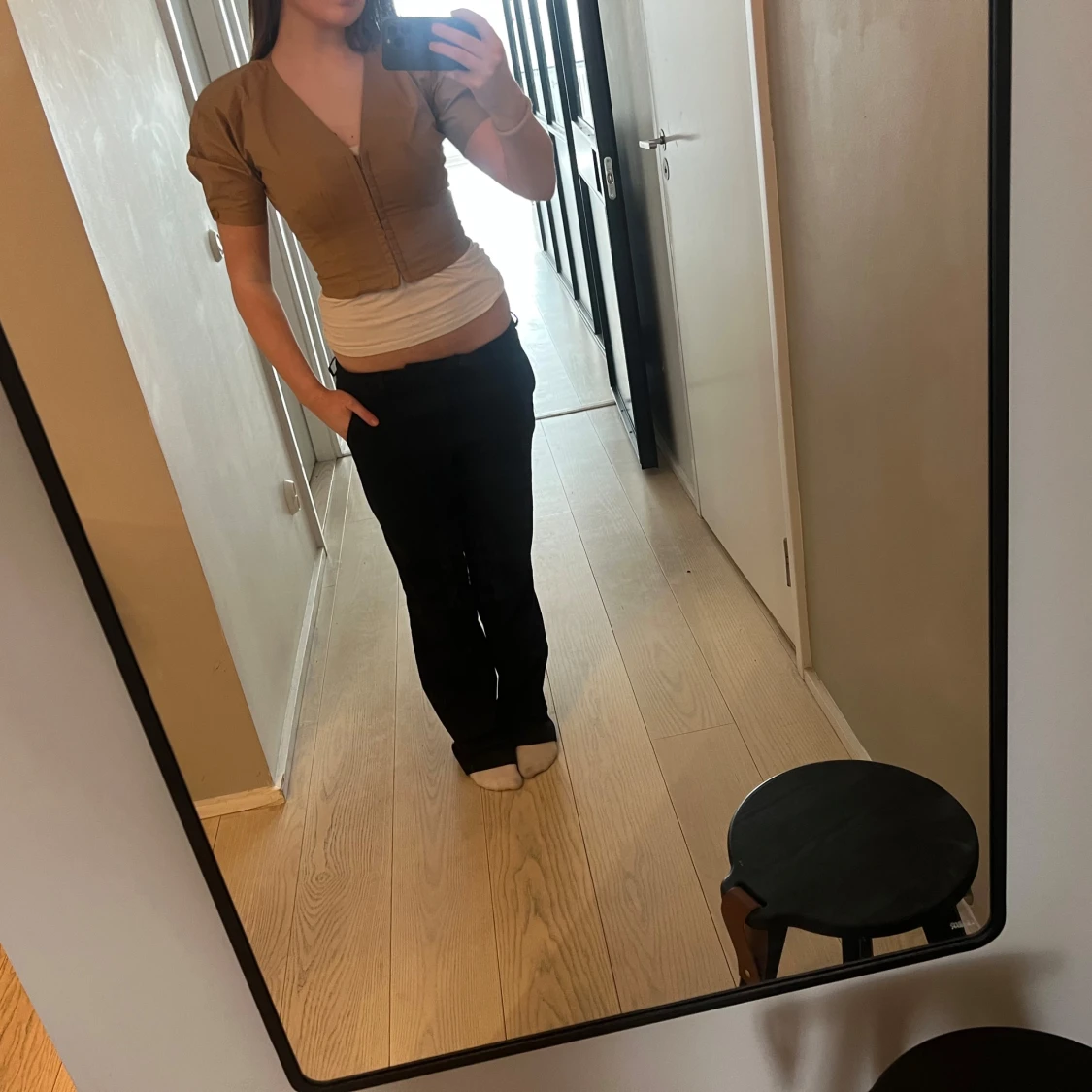 Beige kortärmad topp