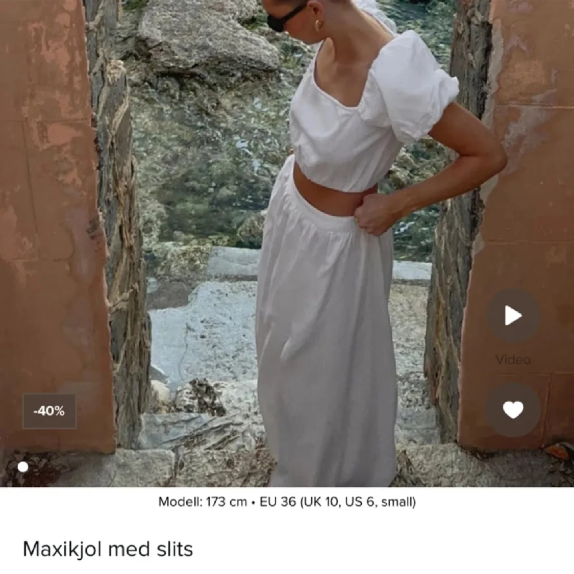 Vit maxikjol med slits