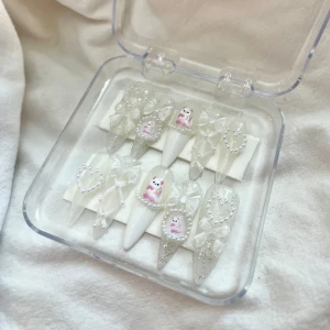 Press-on naglar med 3D dekorationer - ✨Hemmagjorda gelélösnaglar, lim medkommer ✨