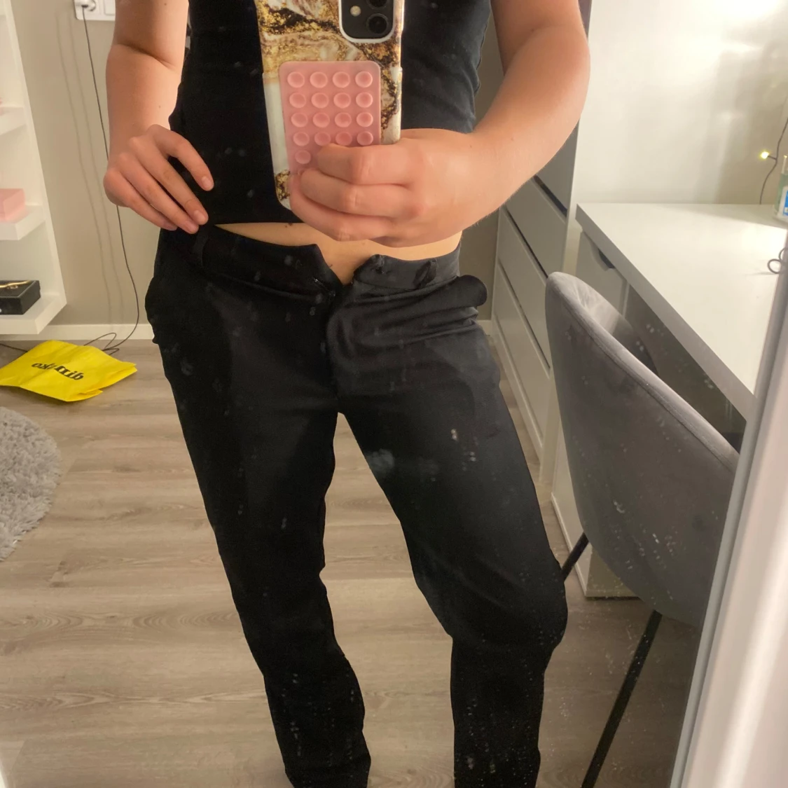 Svarta kostymbyxor med rak passform