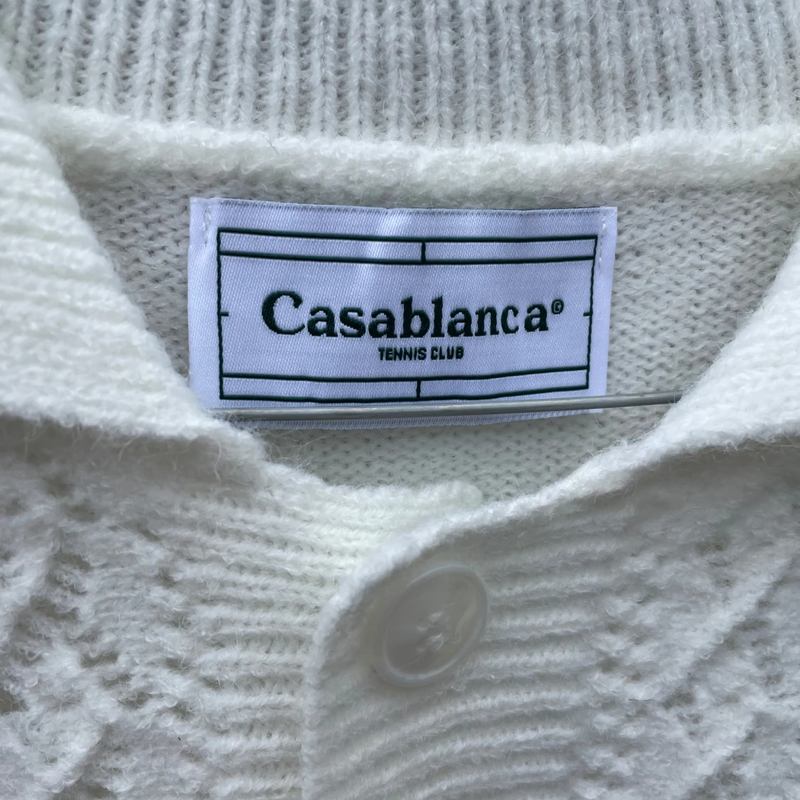 Vit stickad pikétröja från Casablanca - 2