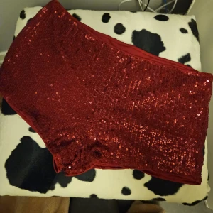 Röda paljettshorts nytt - Nya Snygga röda shorts täckta med glittrande paljetter. Perfekta för att sticka ut på festen. De har en bekväm passform och är ett måste för den som älskar att glittra. Strl S  men passar även en som har strl M