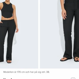 lågmidjade kostymbyxor från bikbok  - modellen heter vera och byxorna är i storlek 34!  har sprättat upp dom där nere så dom blir lite längre