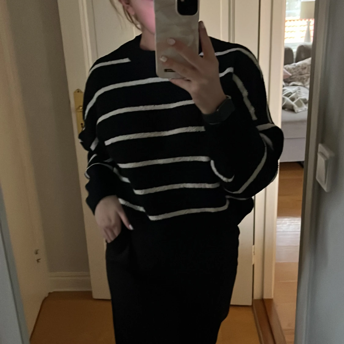 Randig stickad tröja - 90