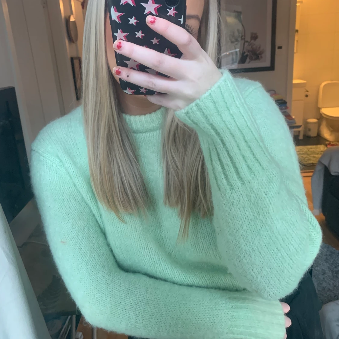 Grön stickad tröja  - 91