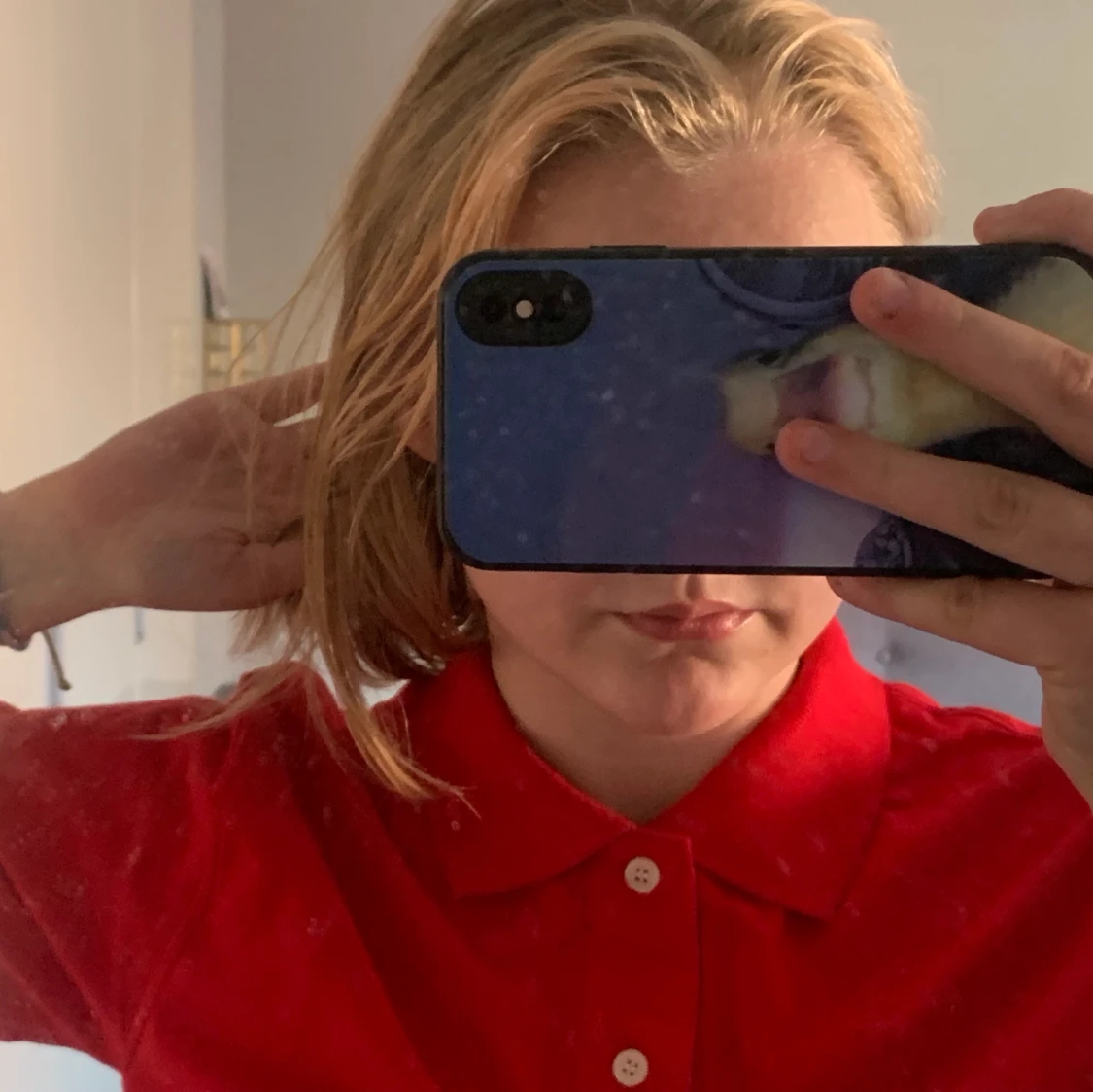 Röd croppad pikétröja  - 90