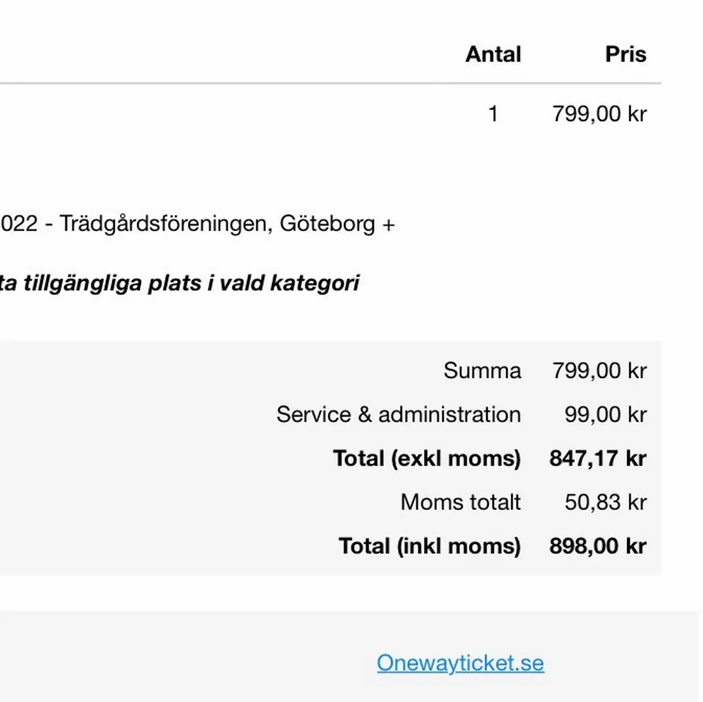 En biljett till Veronica Maggios konsert i Göteborg 8 juli.   Biljetten är inköpt i mars på www.onewayticket.se/om-oss  Inköpt för 900kr inkl serviceavgifter, säljer för 1200kr.   Biljetten finns i Mail och skicka i email. Kontakta mig för mer info!!. Övrigt.