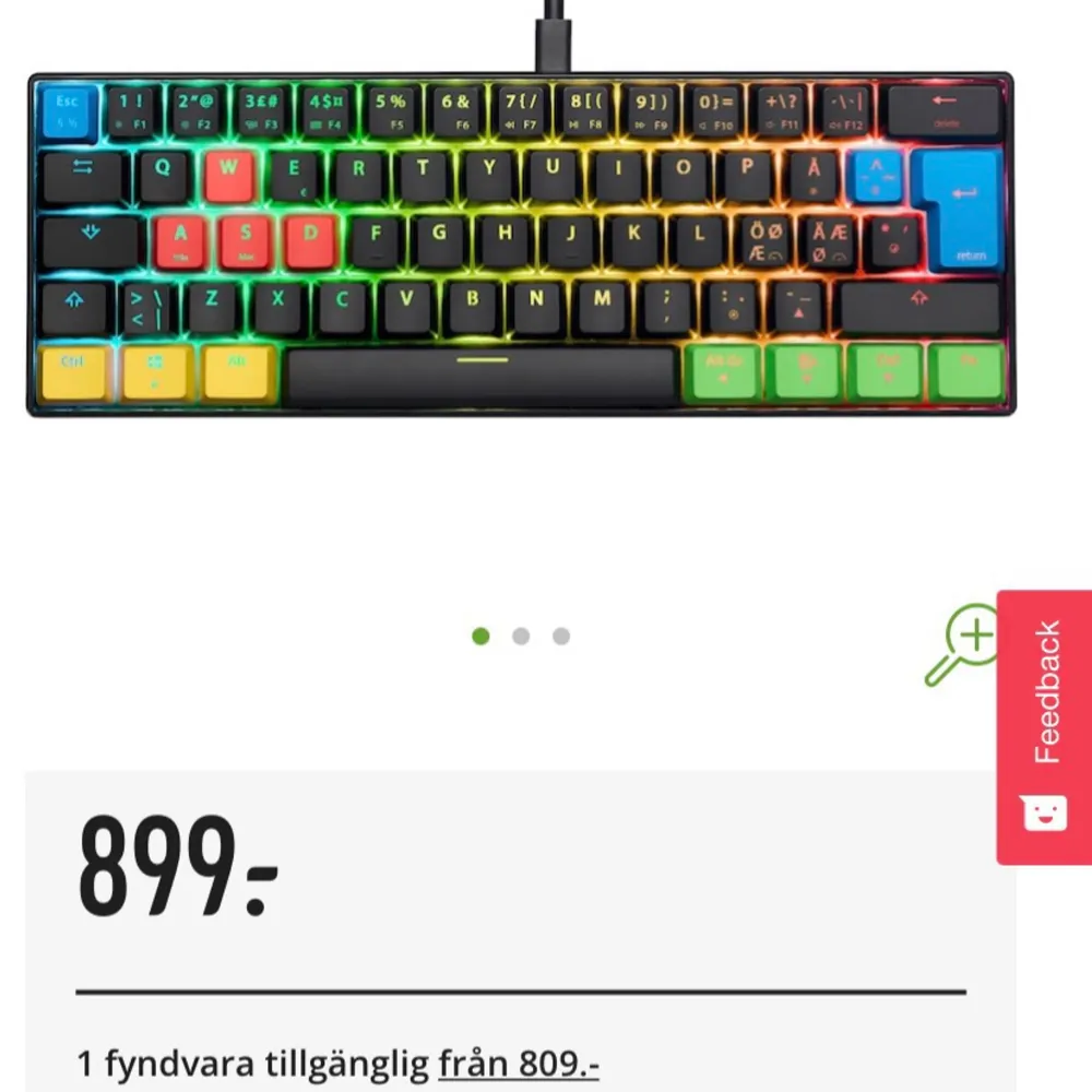 Säljer ett helt oanvänd gamingkeyboard. Keyboardet har röda switchar och är 29 cm brett och vilket ger dig mer utrymme för att använda musen.  Nypris på tangentbordet: 900 kr Hör av er vid behov av intresse eller mer information :). Övrigt.