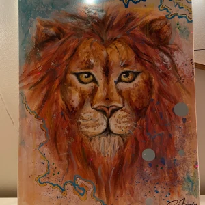 Lejon tavla  - Tavla målad med akryl, måttet är 46x55💕vid intresse kan vi komma överens om priset 