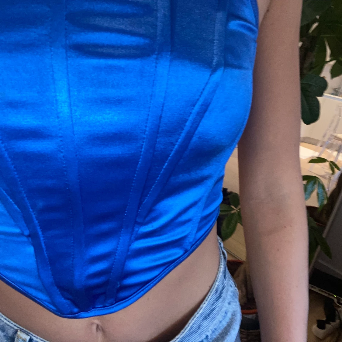 Blå Korsett i Satin - 91