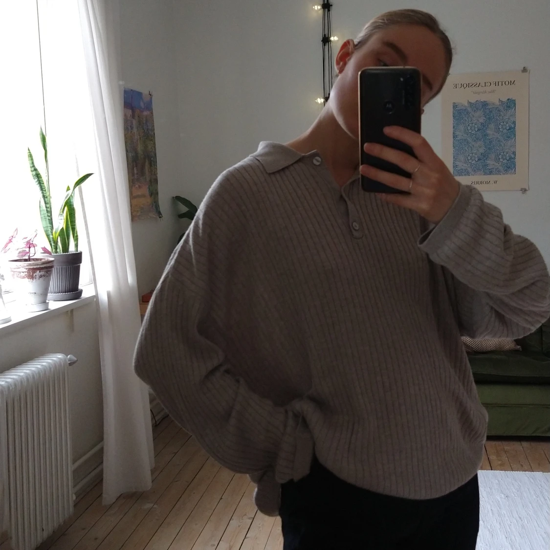 Oversized tröja med krage - 90