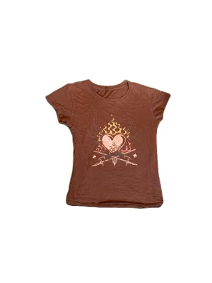 Brun t-shirt - Brun t-shirt med tryck